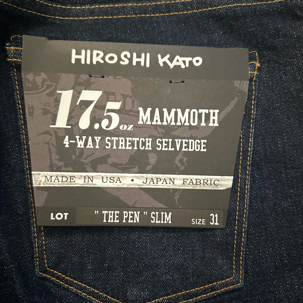 NEW hiroshi kato pen slim selvedge jeans mammoth 17.5 oz stretch Elvis sz 31 - Picture 9 of 16